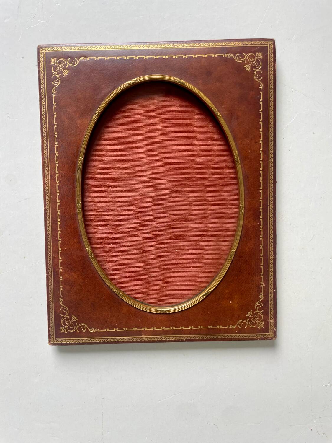 Antique leather with gilding frame measurements 18 cm x 14 cm