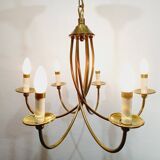 6-light chandelier in bronze and brass