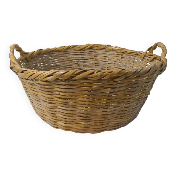 grand panier corbeille en rotin vintag