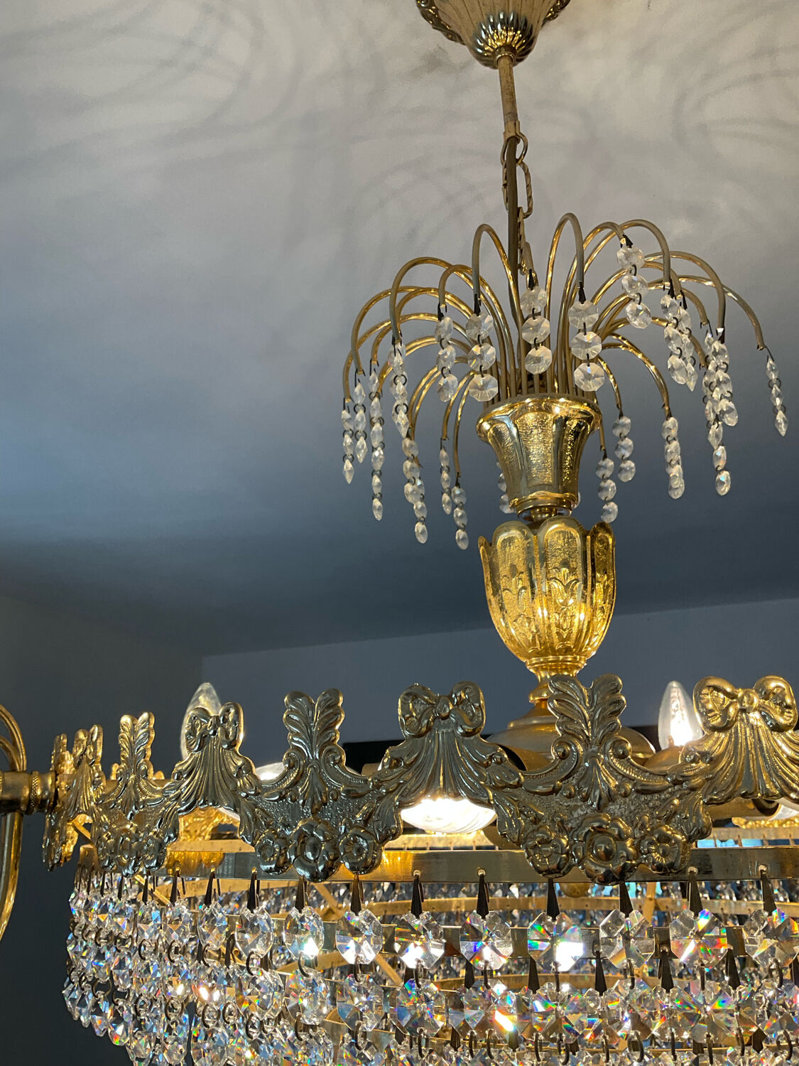 Waterfall chandelier with crystal tassels