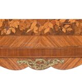 Louis XVI style half-moon marble marquetry sideboard