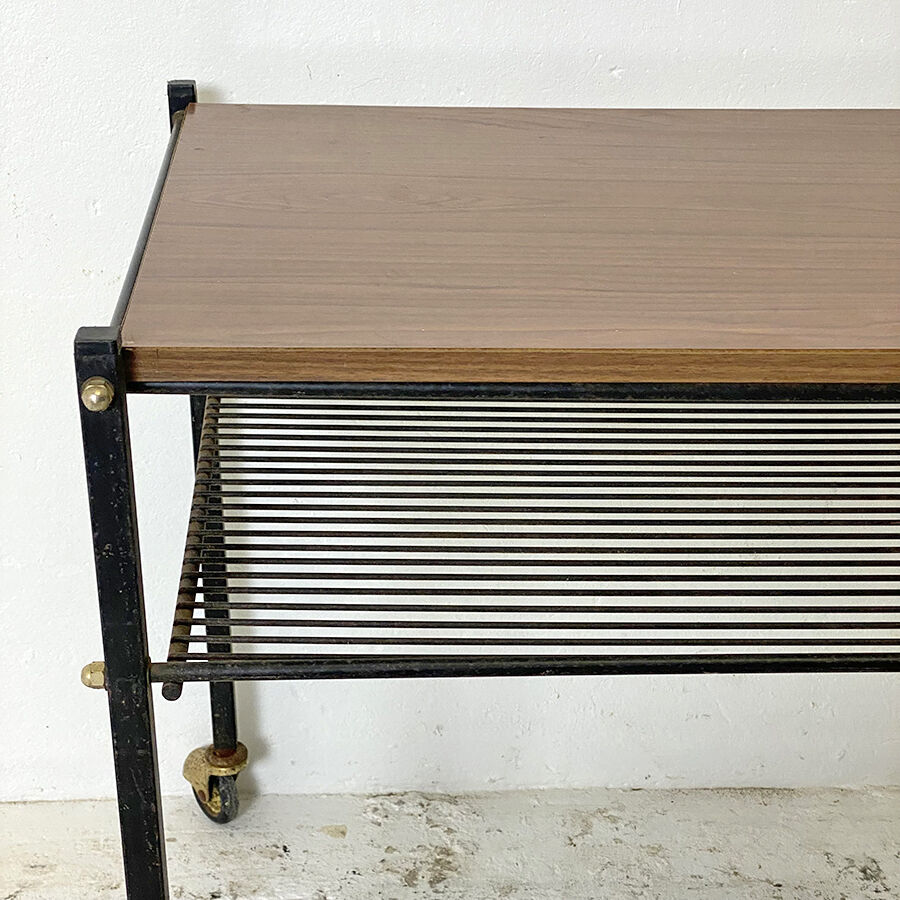 Meuble à platine vinyle vintage 1970