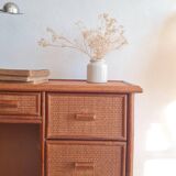 Vintage rattan desk from the 1970s.