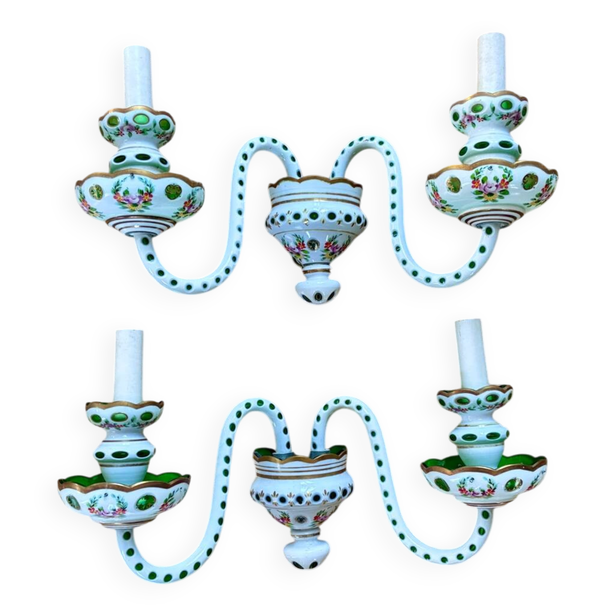 Pair of "Bohème" glass wall lights, 1950