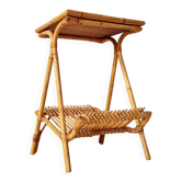 Side table magazine rack in rattan - 1960s design