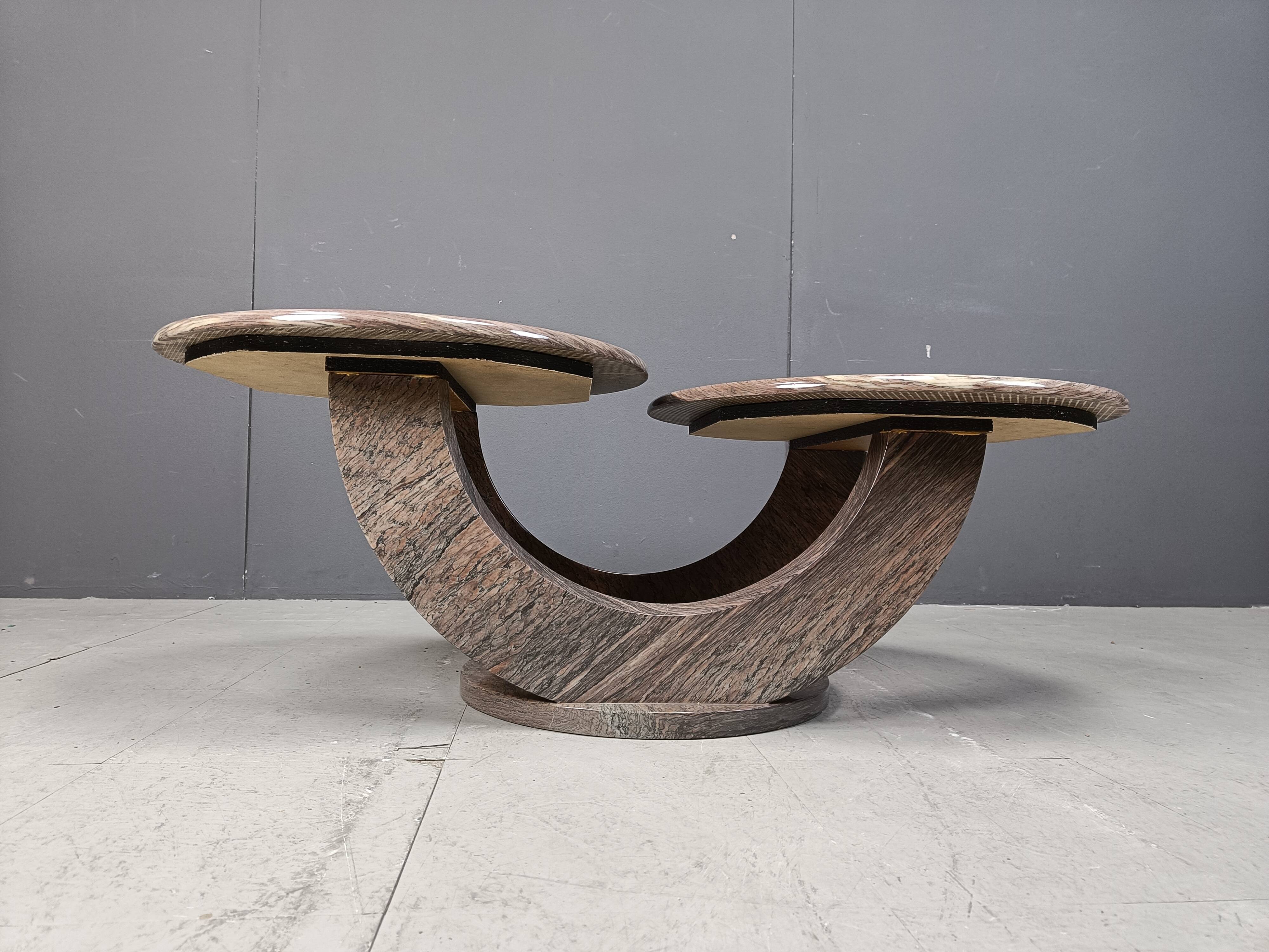 Vintage two tier marble coffee table, 1970s
