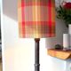 Solid wood lamp with handmade shade, 1940s.