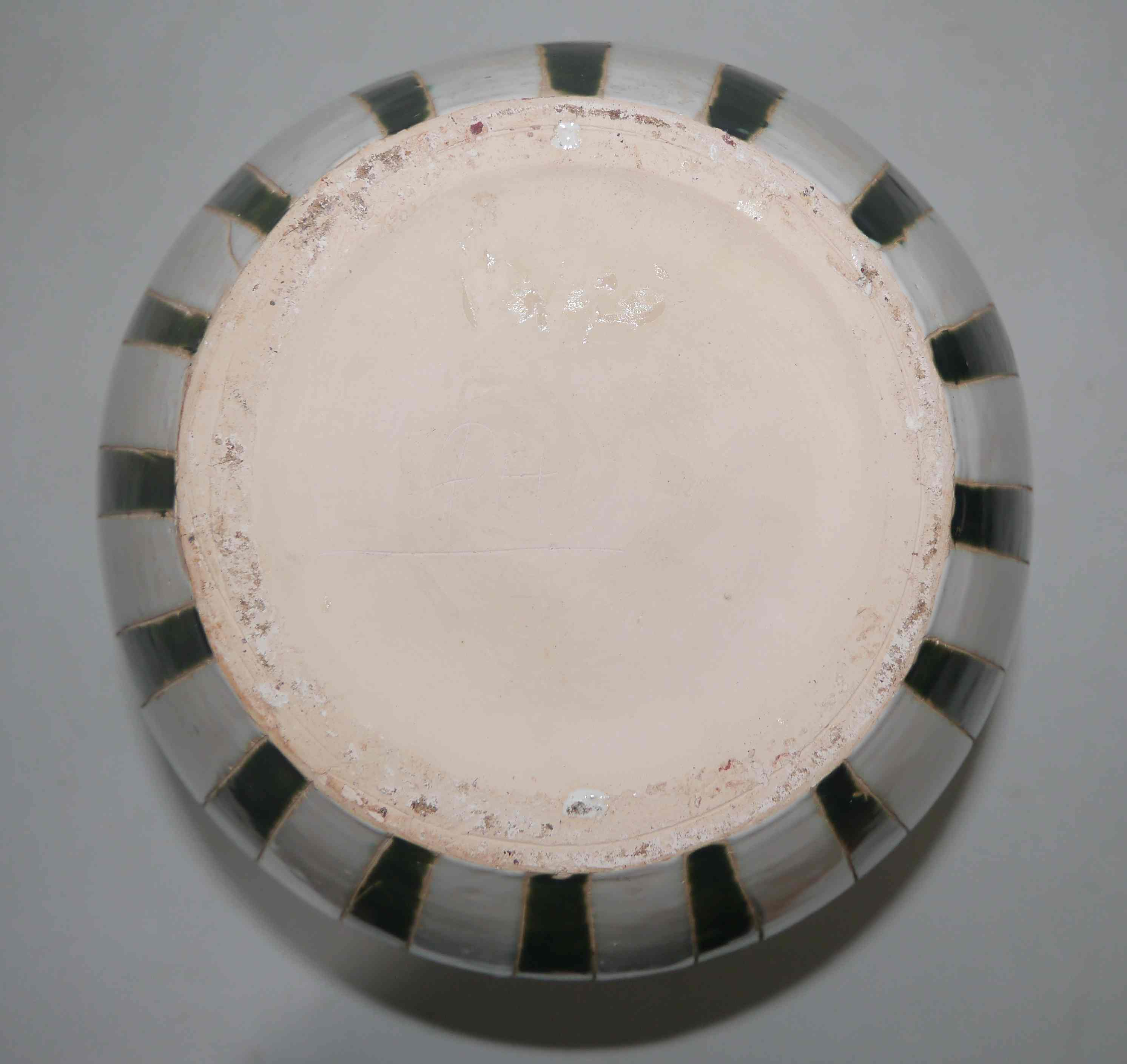 Vase old ceramic potiche 40 cm 50s signed "PH"