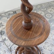 Vintage twisted turned wooden lamp base with shelf.