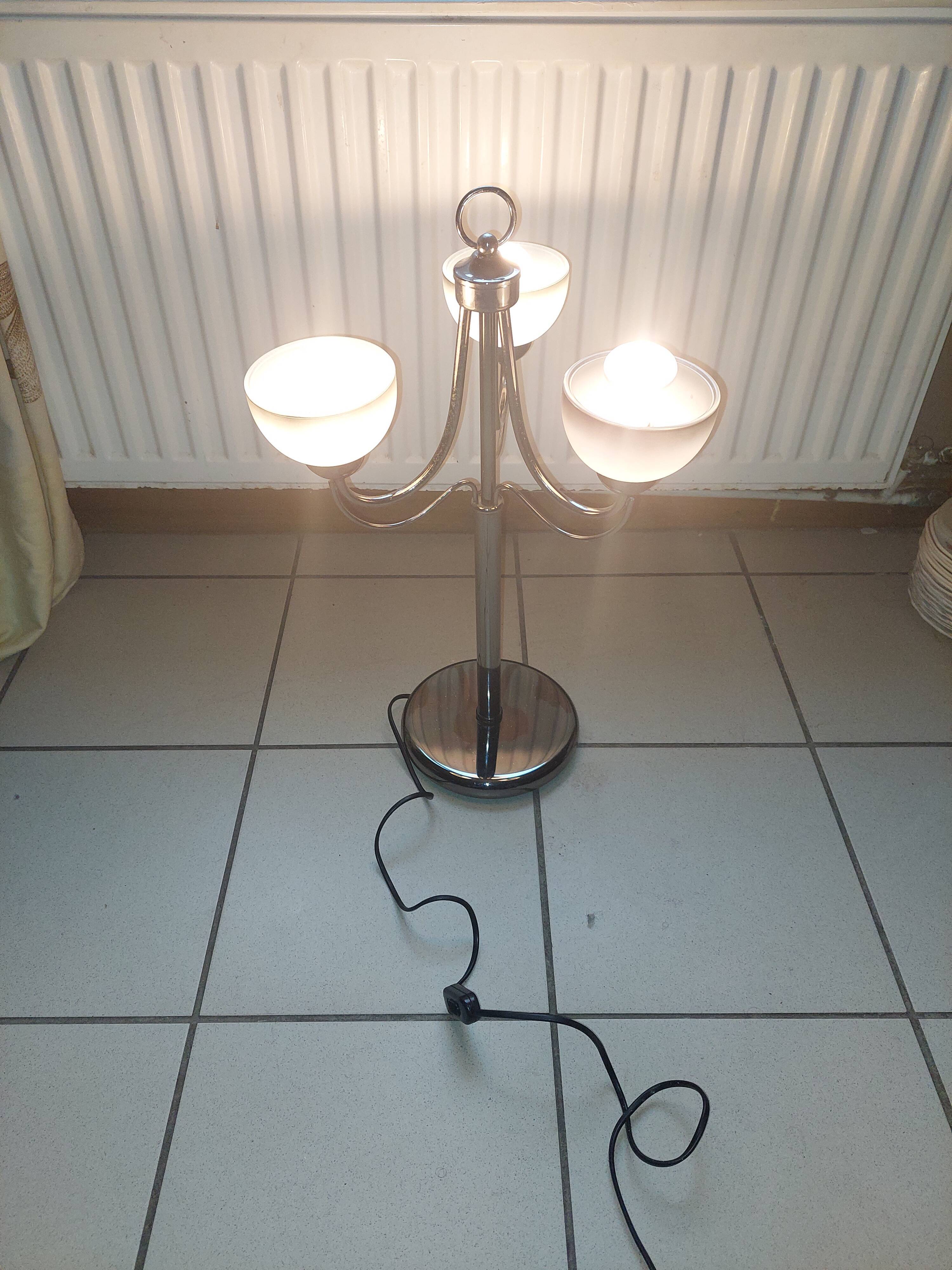 Vintage chromed metal table lamp used