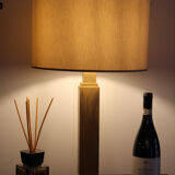Hollywood regimental table lamp, Italy 70s, in brass paste restored with florentine gold brushed