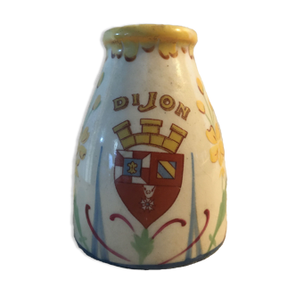Small ceramic mustard pot Grey Poupon coat of arms of Dijon