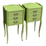 Pair of Louis XV style khaki bedside tables