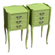 Pair of khaki bedside tables in Louis XV style