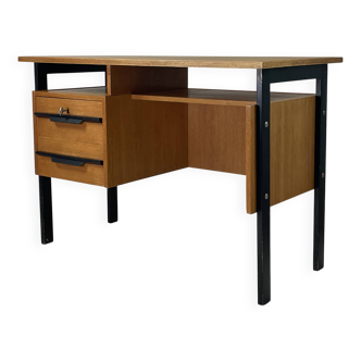 Vintage oak and black wood desk from the 60s