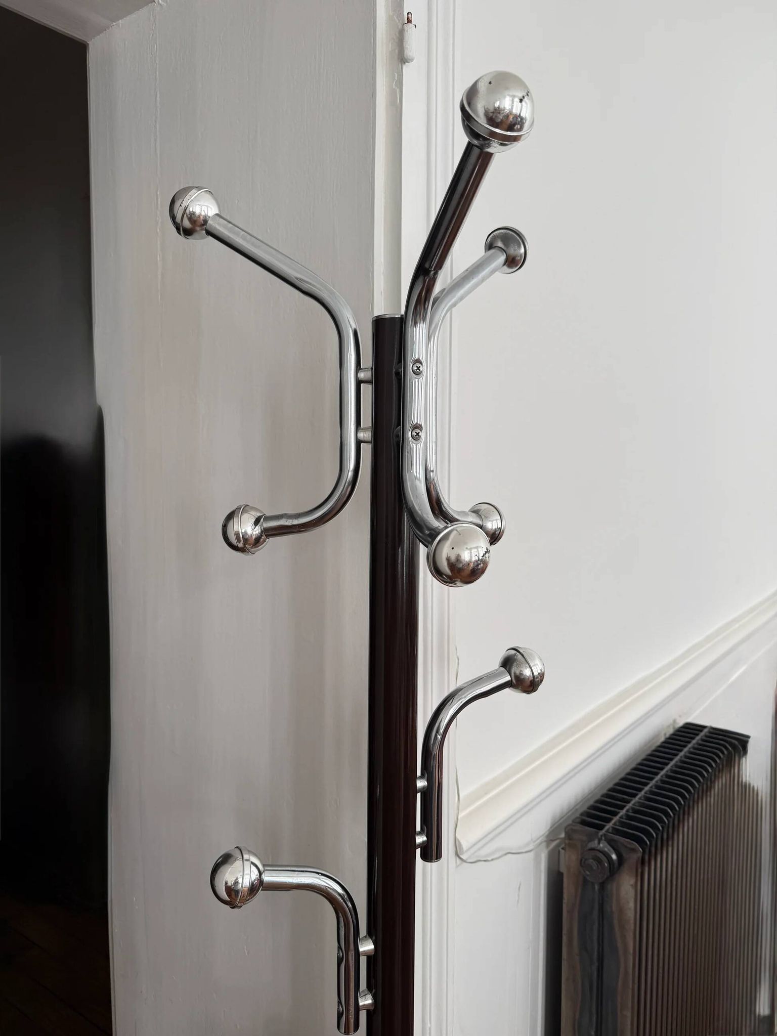 Metal coat rack with 12 hooks - 1970s
