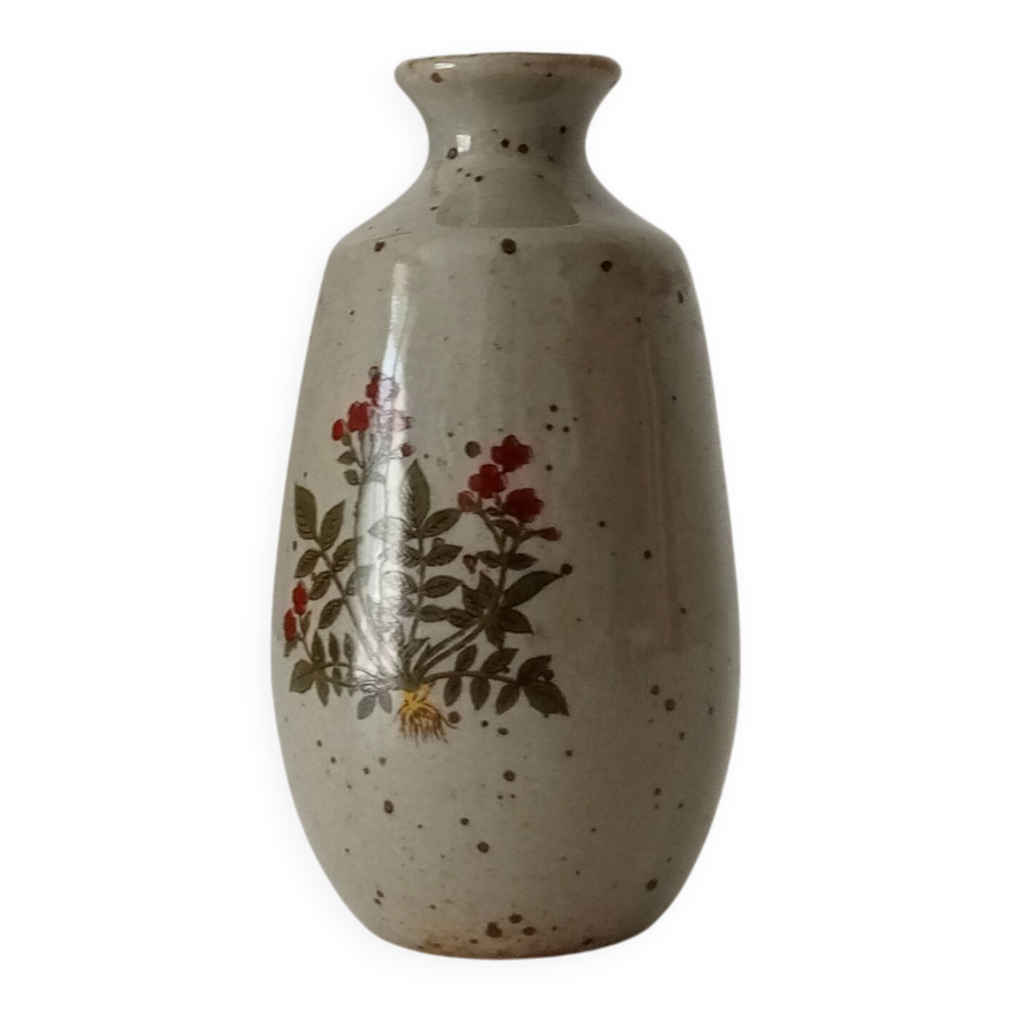 Petit vase vintage japonais en grès moucheté