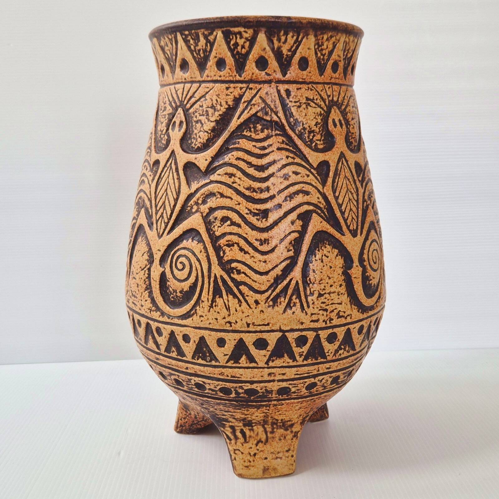 Vintage tripod vase with lizards 1960 jasba ceramic 60s 1960s maya tiki