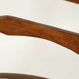 Chaise Art Déco des années 1940, chaise de cabinet Jacquard couleur or jaune tissu tapisserie d'ameublement géométrique Resto