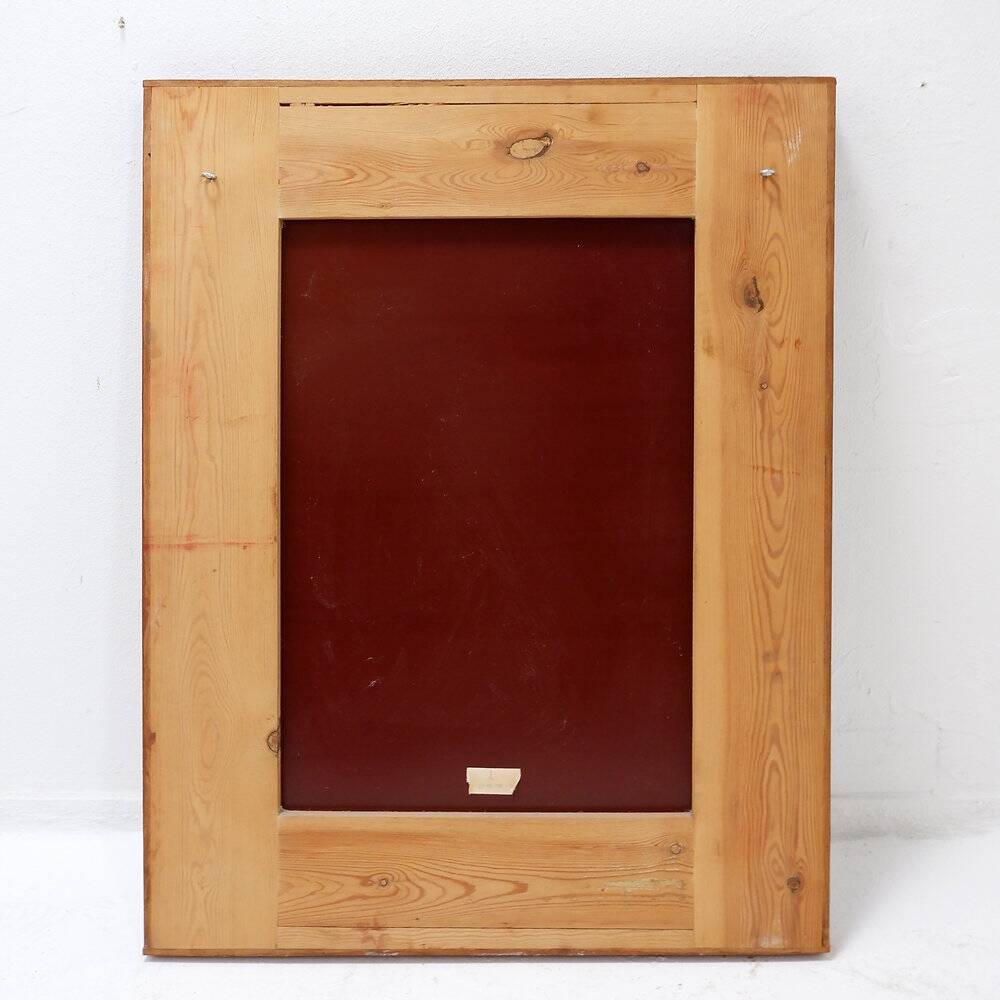 Bevelled wall mirror with blue and copper mirror panels - Italy 1930s