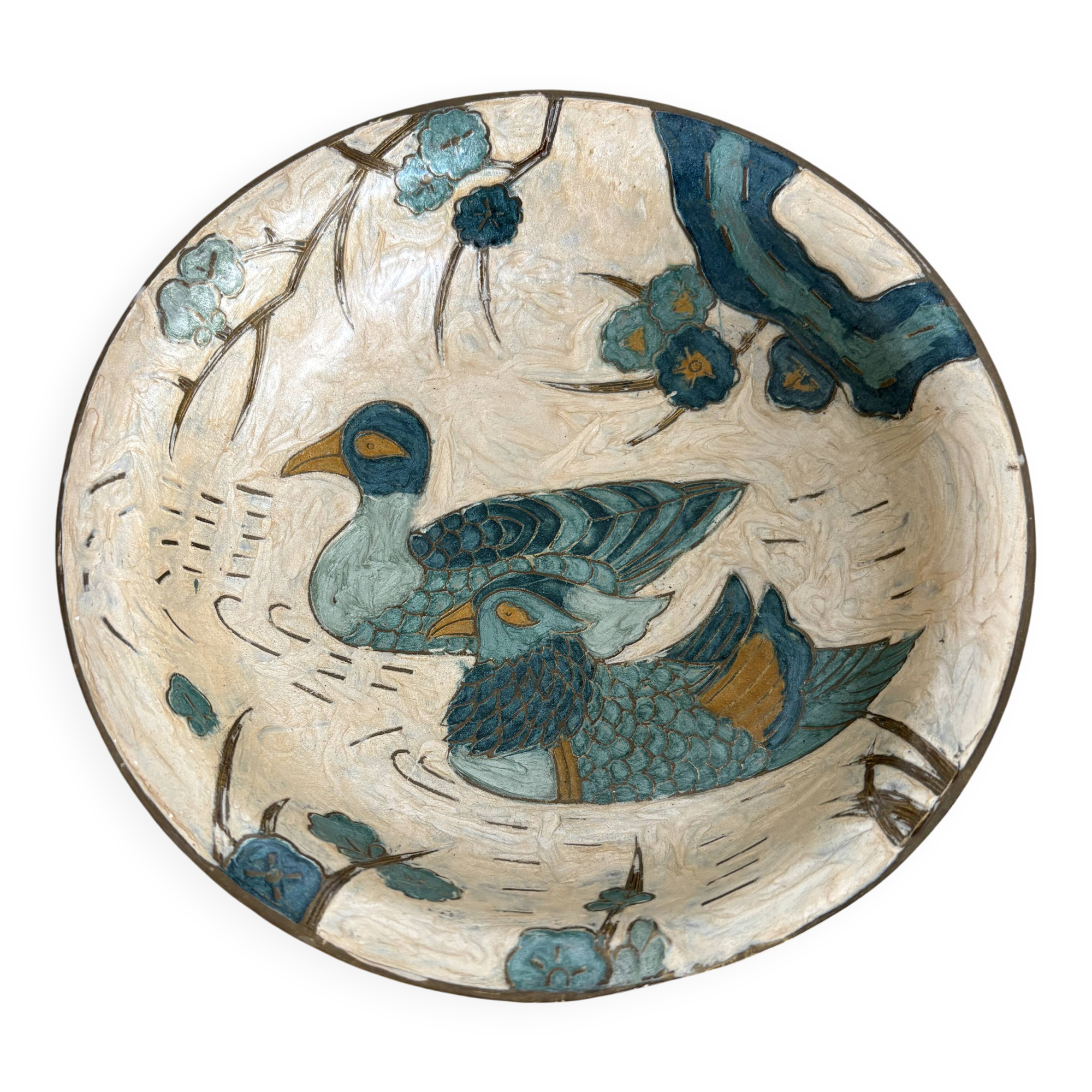 Antique enamelled brass cup