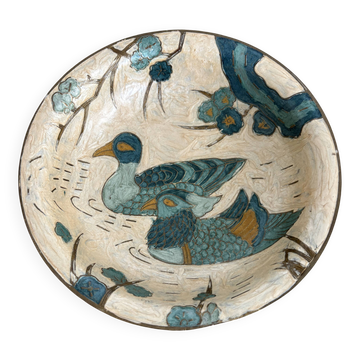 Antique enamelled brass cup