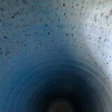 Vase in turned sandstone, greyish blue, blue spotted. Sacendinavian work, circa 1970
