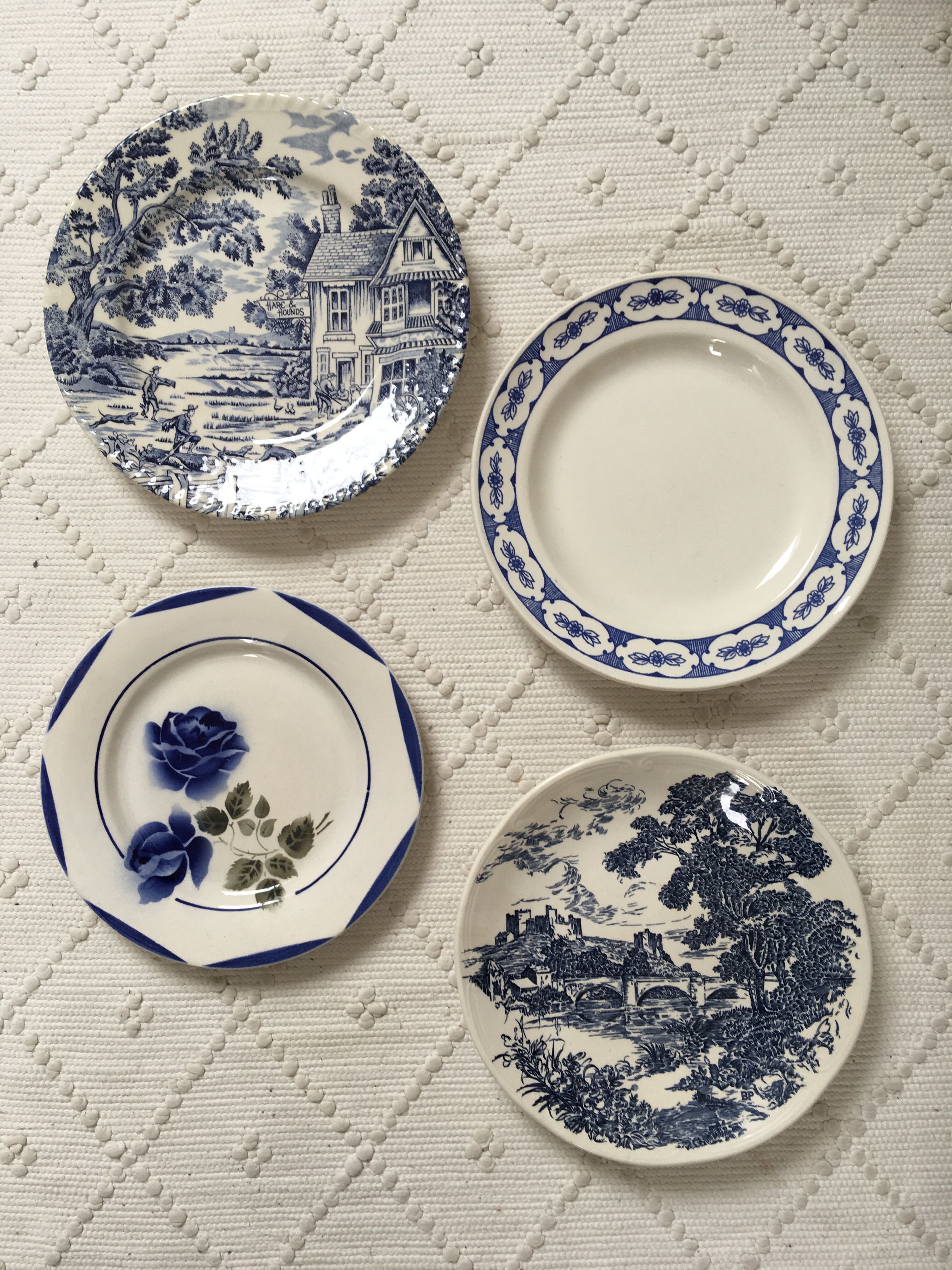 Blue & white mismatched flat plates