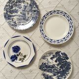 Blue & white mismatched flat plates