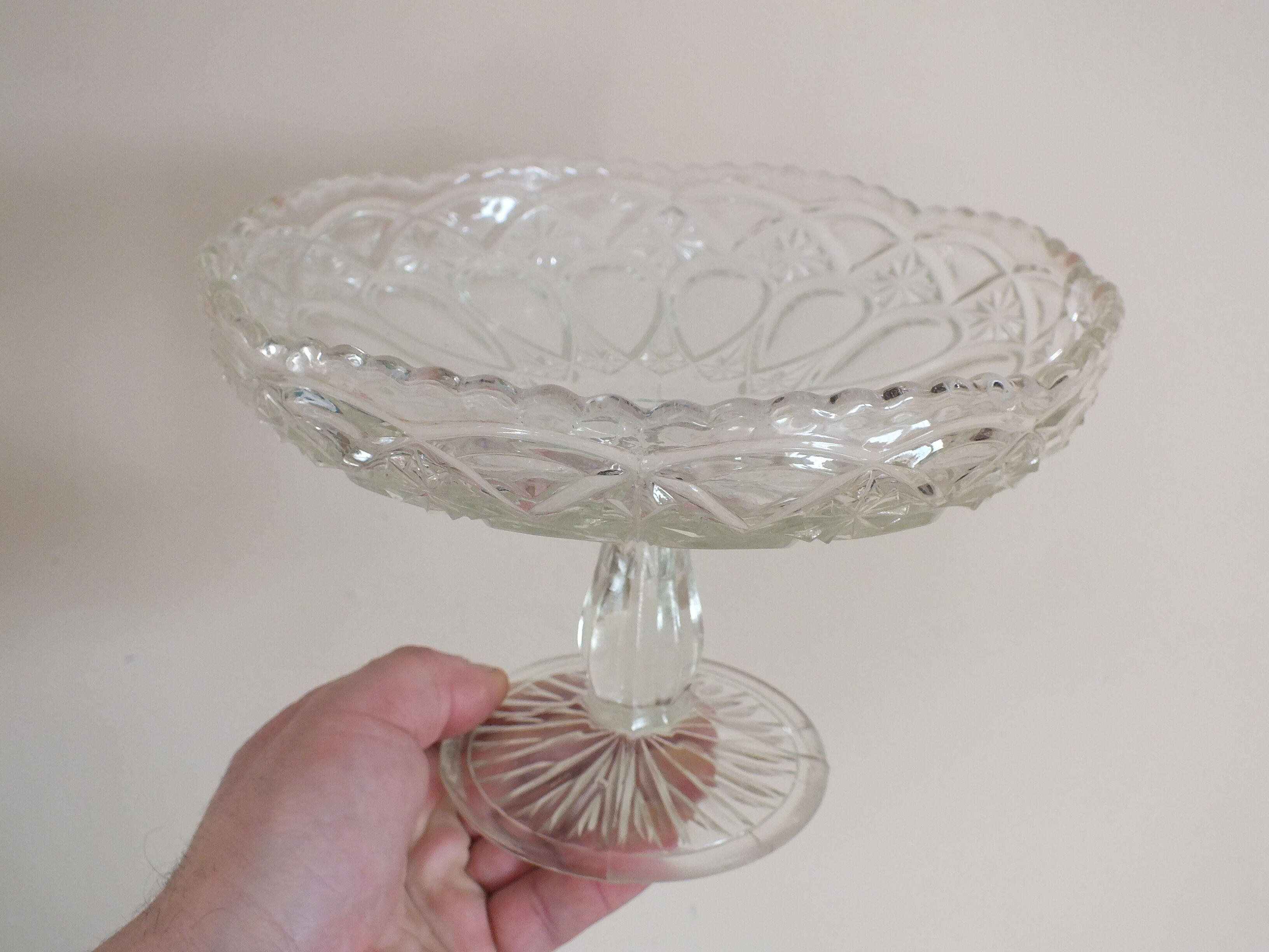 Moulded glass fruit display cup 40s