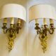 Louis XV gilt bronze wall lights from the 19th century with lampshades