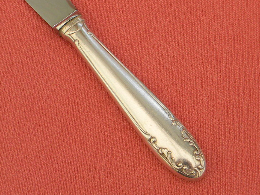 Set of 11 knives handle silver metal stainless steel blade