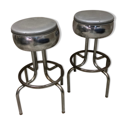 Paire de tabourets de bar en métal chromé