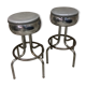 Pair of chrome metal bar stools
