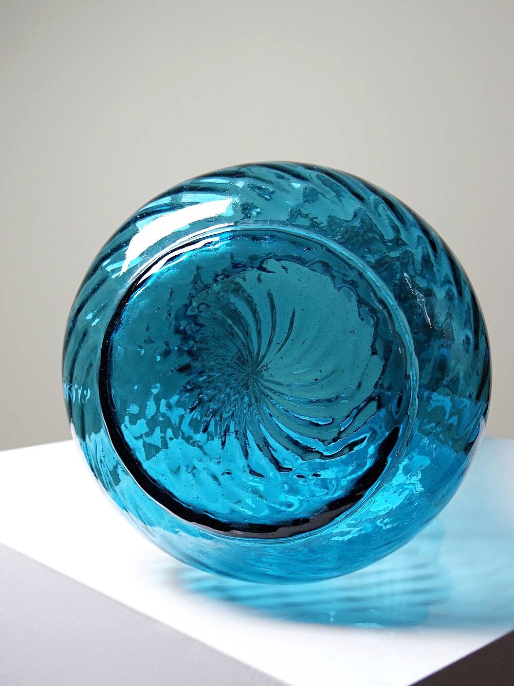 Antique turquoise art nouveau blown glass vase