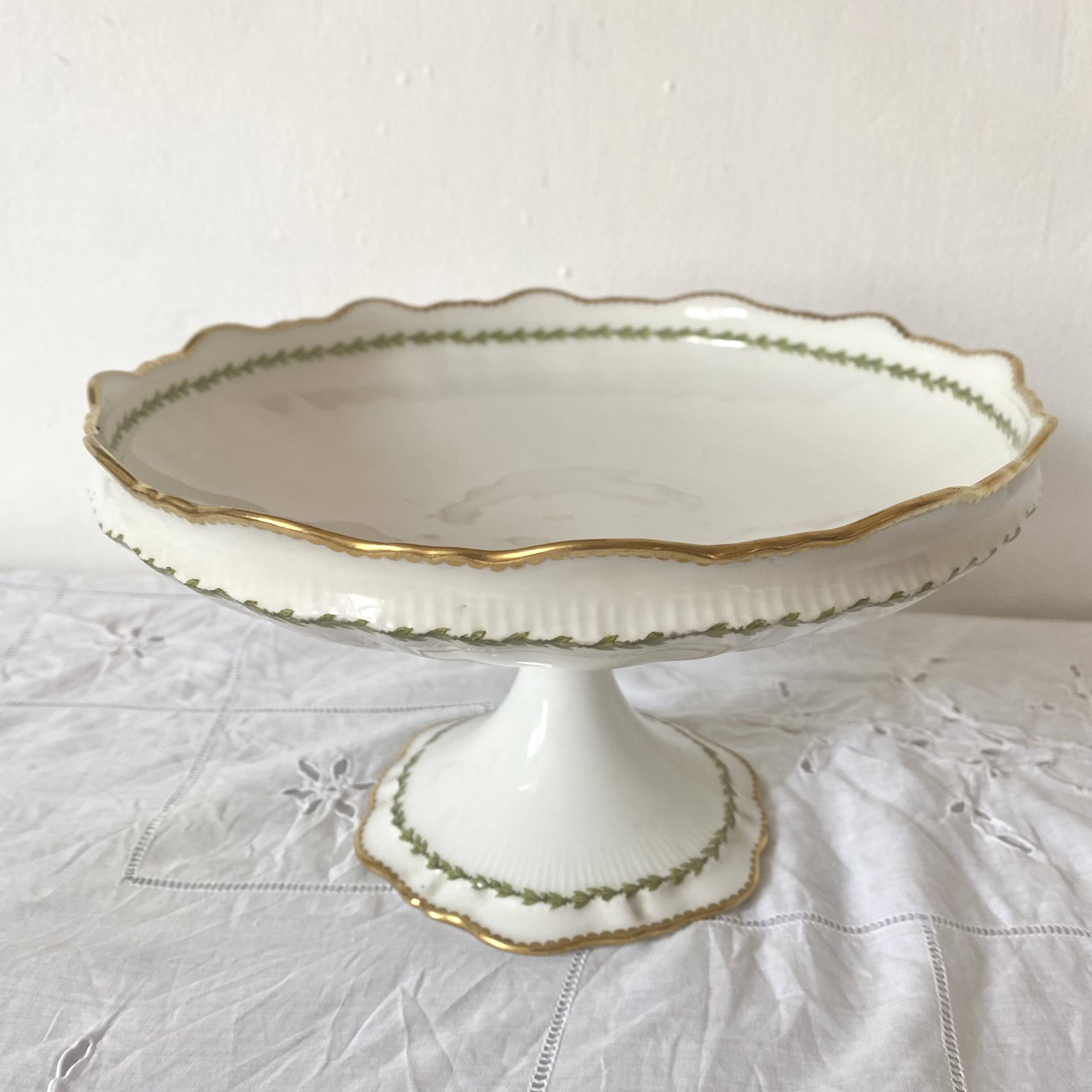 Antique fruit bowl, footed bowl in Limoges porcelain - Perrier Paris