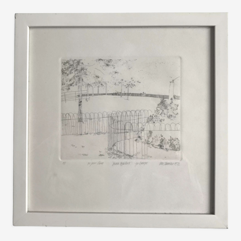 Etching signed by Peter Stevenson, Hyde Park, NY, 1972