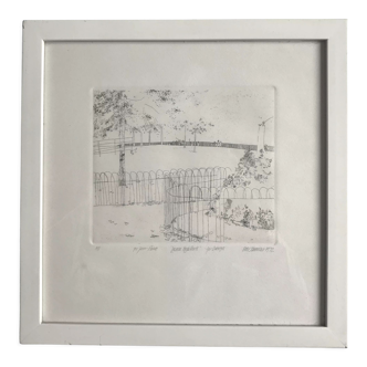 Etching signed by Peter Stevenson, Hyde Park, NY, 1972