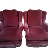 Ensemble de 2 fauteuils Burov en velours, Édition Paris