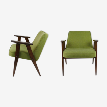 Pair Of Vintage Danish Style Green Armchair 60'S