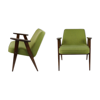 Paire de fauteuils vert de style danois vintage 60's