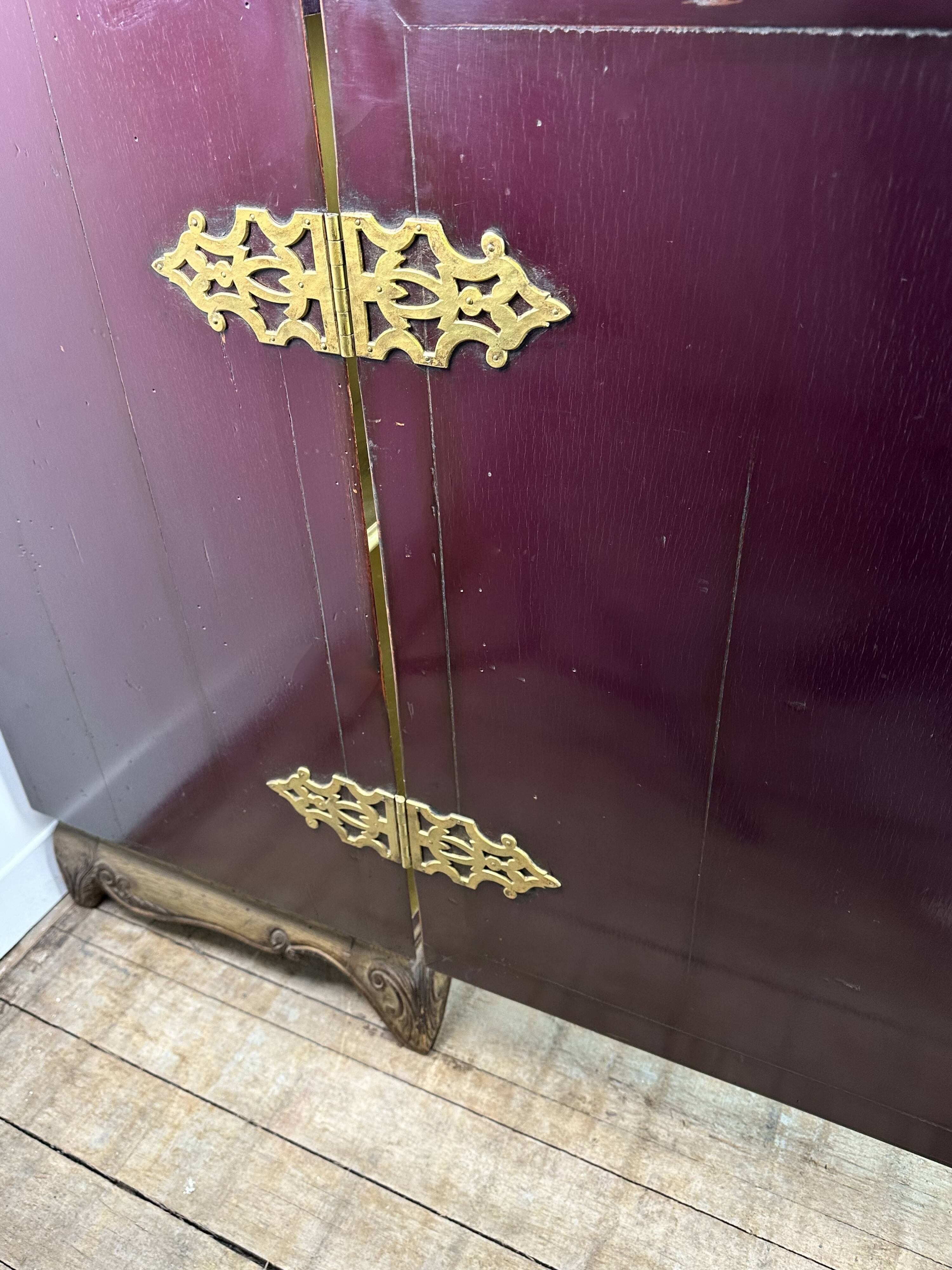 1950's lacquered wood and brass sideboard
