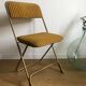 Vintage folding chair lafuma chantazur with striped golden fabric