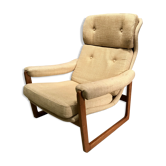 Scandinavian vintage armchair Linen upholstery '70s