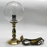 small 80's table lamp in glass and gold metal