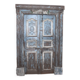 Ancienne porte indienne en vieux teck pièce et patine d'origine