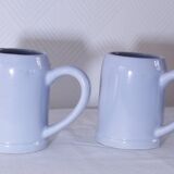 Set of 2 stoneware tankards / mugs 50cl light blue