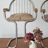 Set of iron and wood armchairs