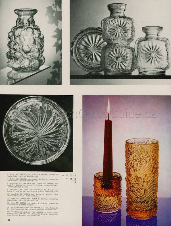 Pressed Glass Vase Flowers by Pavel Panek / Czech Republic / 1973
