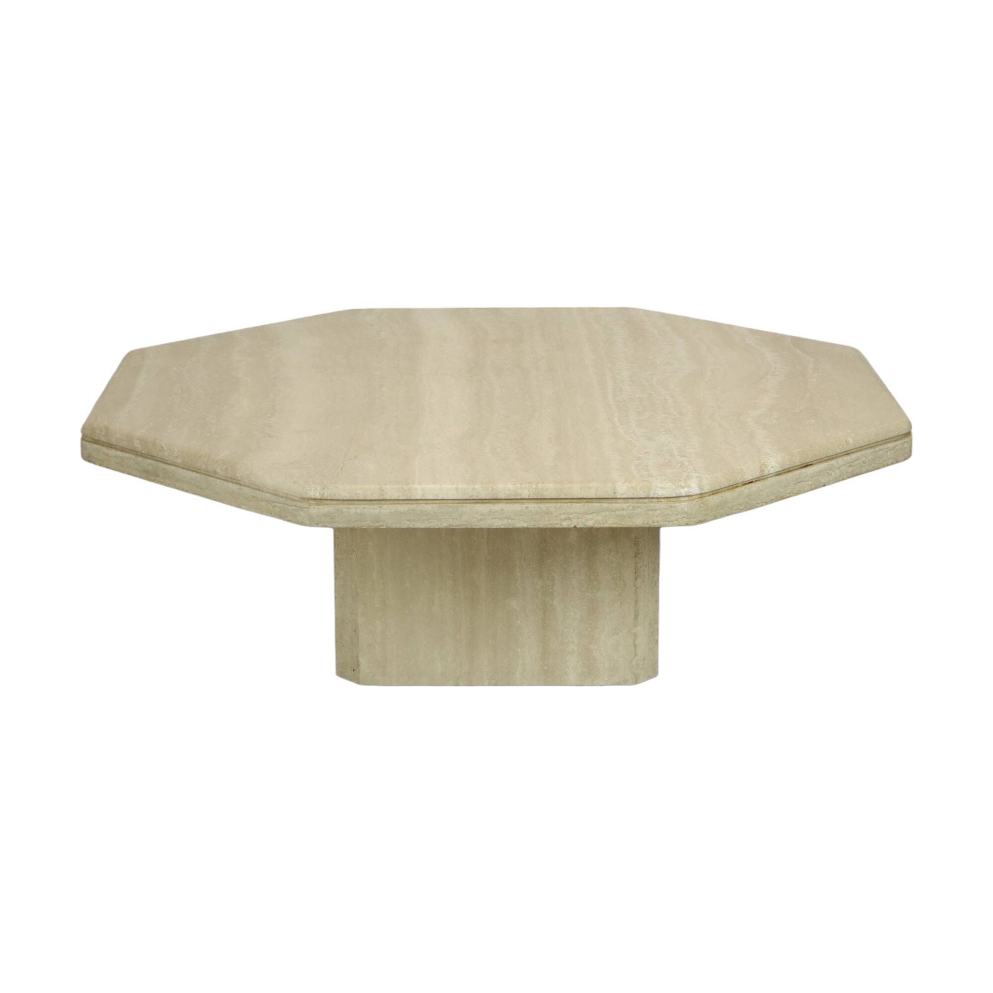 Vintage Octagonal Travertine Coffee Table 1970s Italian Design